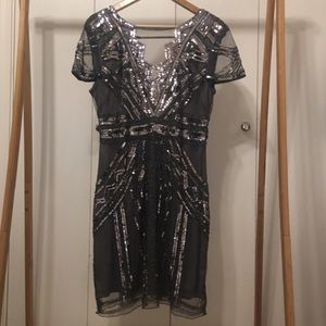 Grey Sequin Gatsby Inspired Dress